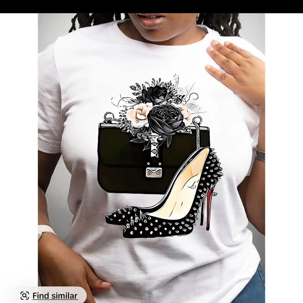 White Graphic T-Shirt with Black and White Design